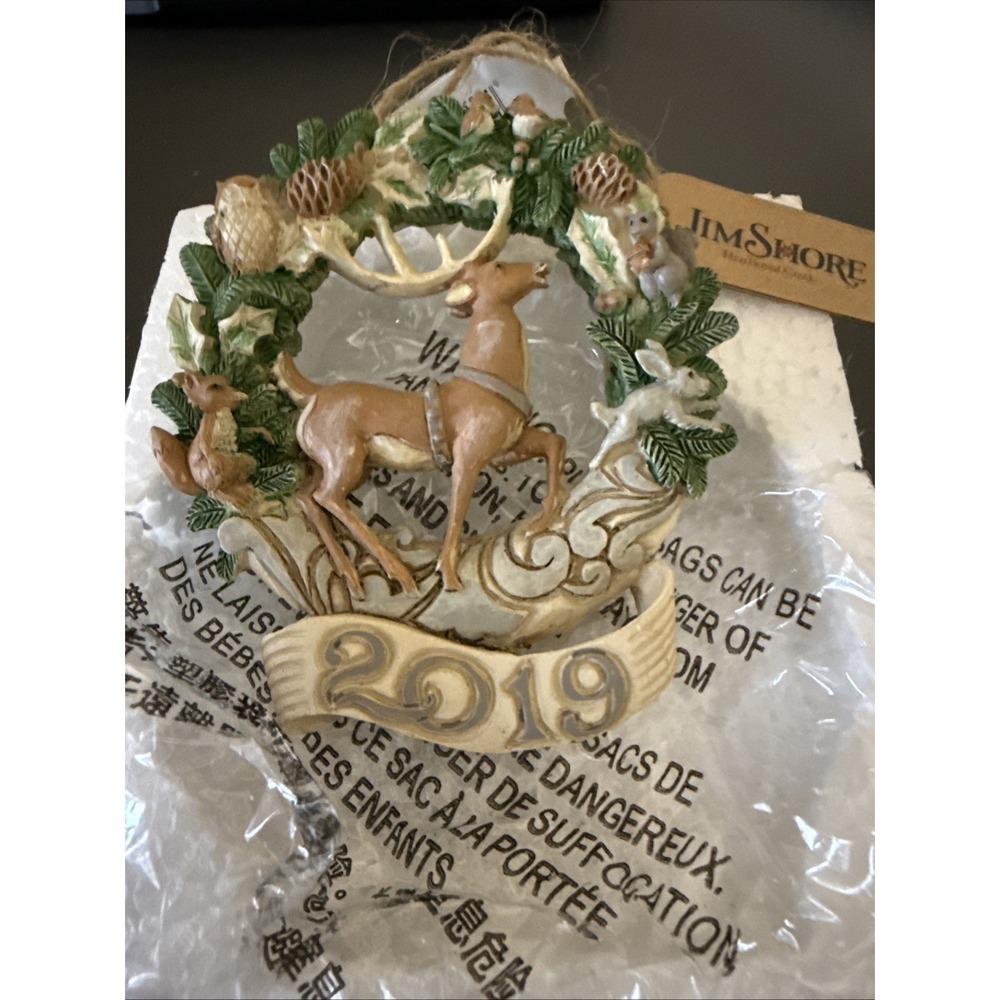 Jim Shore Heartwood Creek Woodland Dated 2019 Deer Wreath Ornament 6004175 - Picture 5 of 6